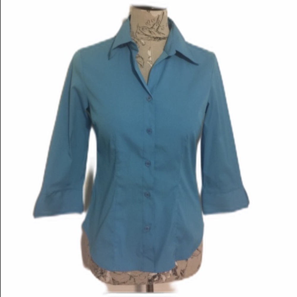 *COMO Blue 3/4 Sleeve Top S